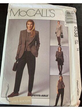 McCall's Misses Coat Vest Pant Skirt Sewing Pattern Size 14 8538 Uncut